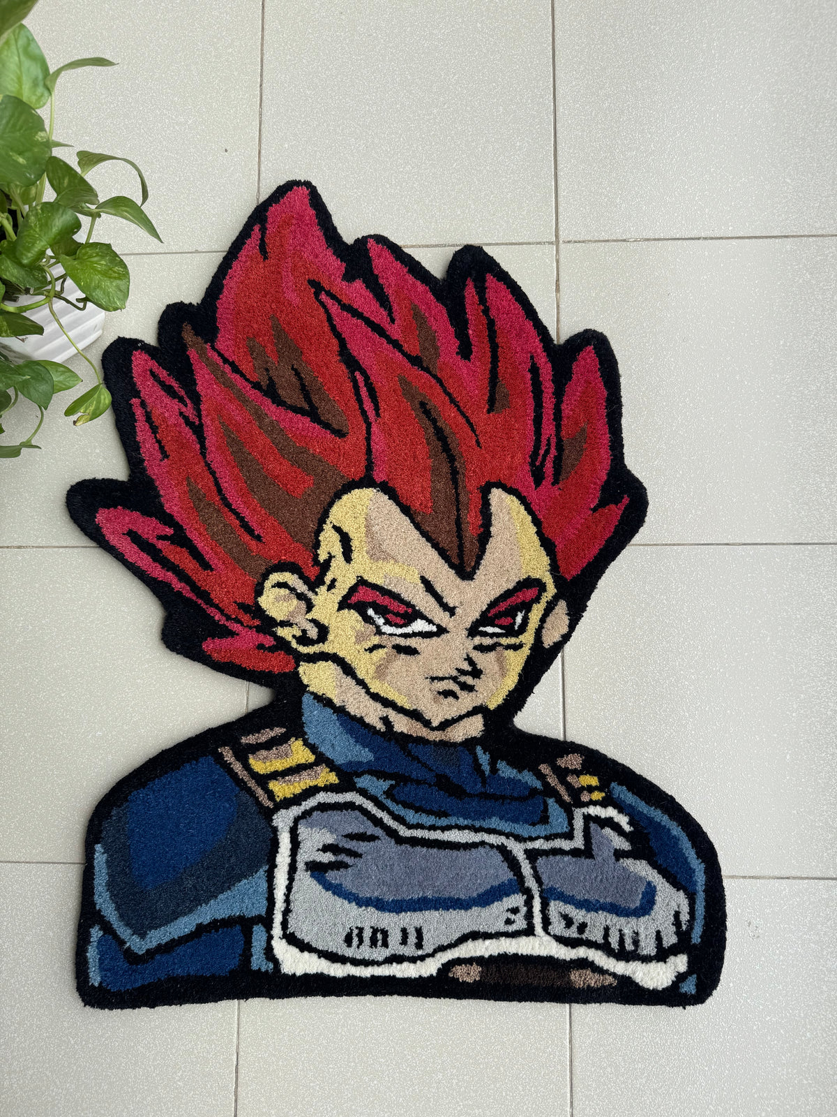 Red Flame Anime Warrior Rug | Hand Tufted Wool Rug by Rug Cult