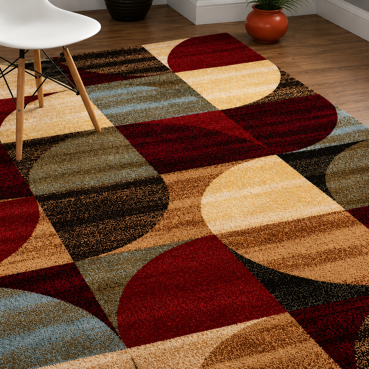 Burgundy Mosaic Arc Rug