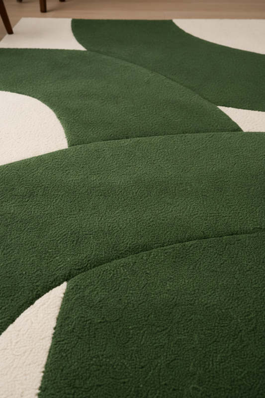 Emerald Curve Luxe Hand Tufted Rug