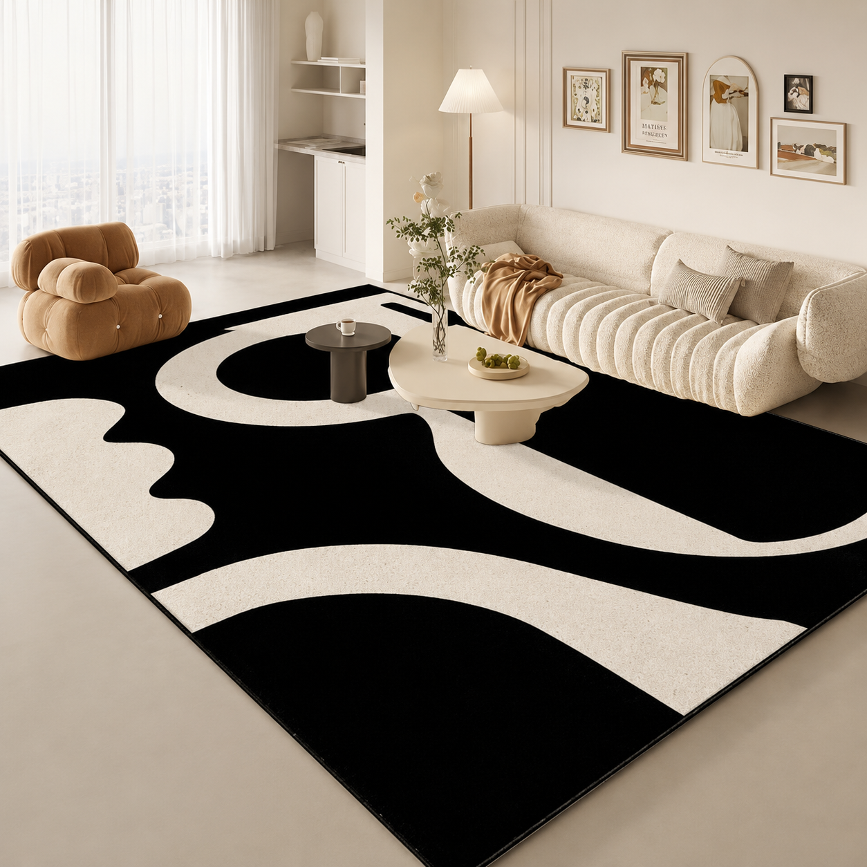Noir Wave Abstract Rug