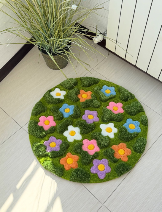 Flower Meadow Round Rug | Hand Tufted Wool Rug by Rug Cult