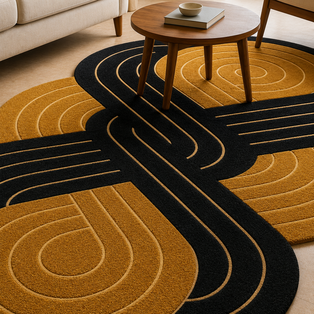 Golden Orbit Luxury Rug | Hand Tufted Wool Rug by Rug Cult