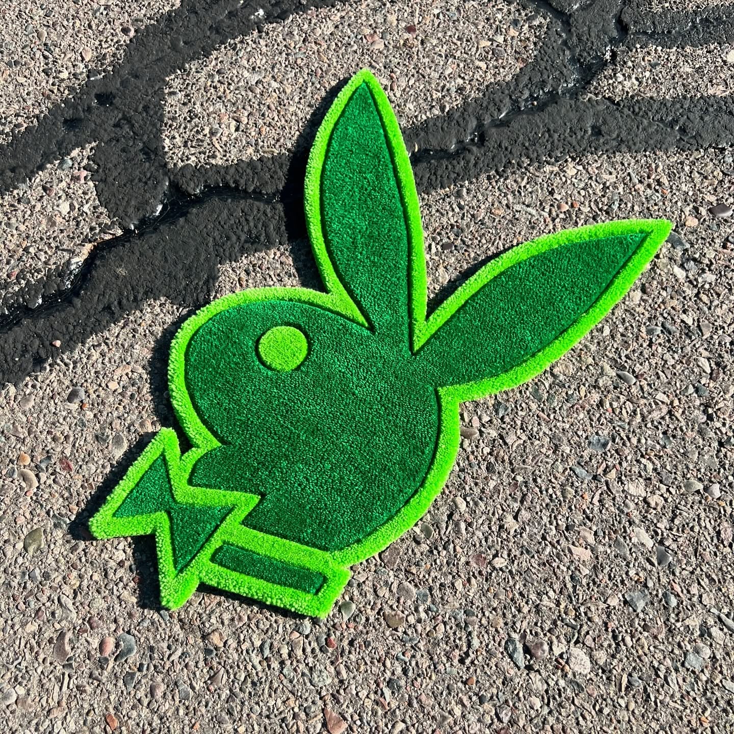 Green Bunny Floor Rug | Hand Tufted Wool Rug by Rug Cult