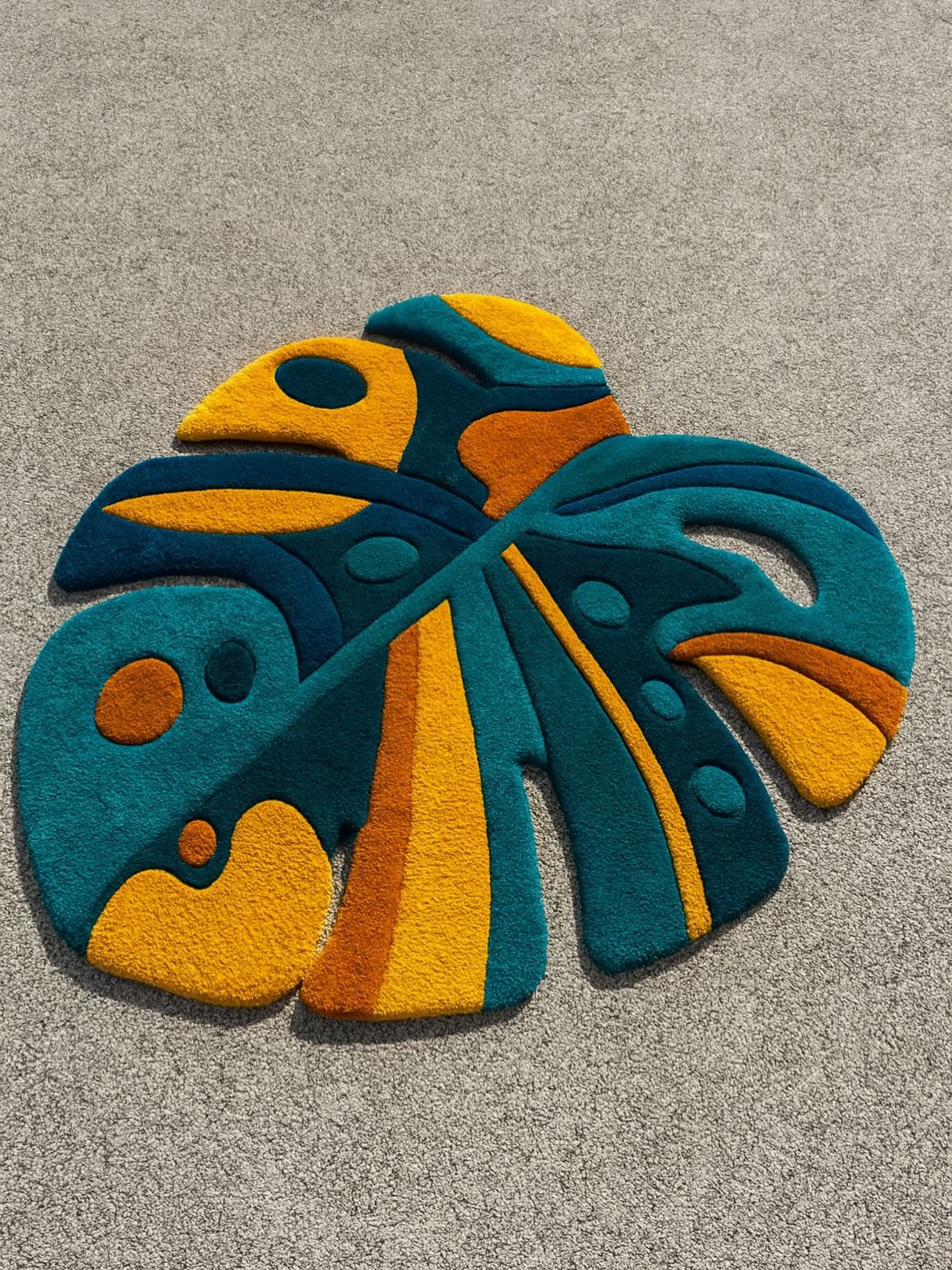 Monstera Pop Floor Rug | Hand Tufted Wool Rug by Rug Cult