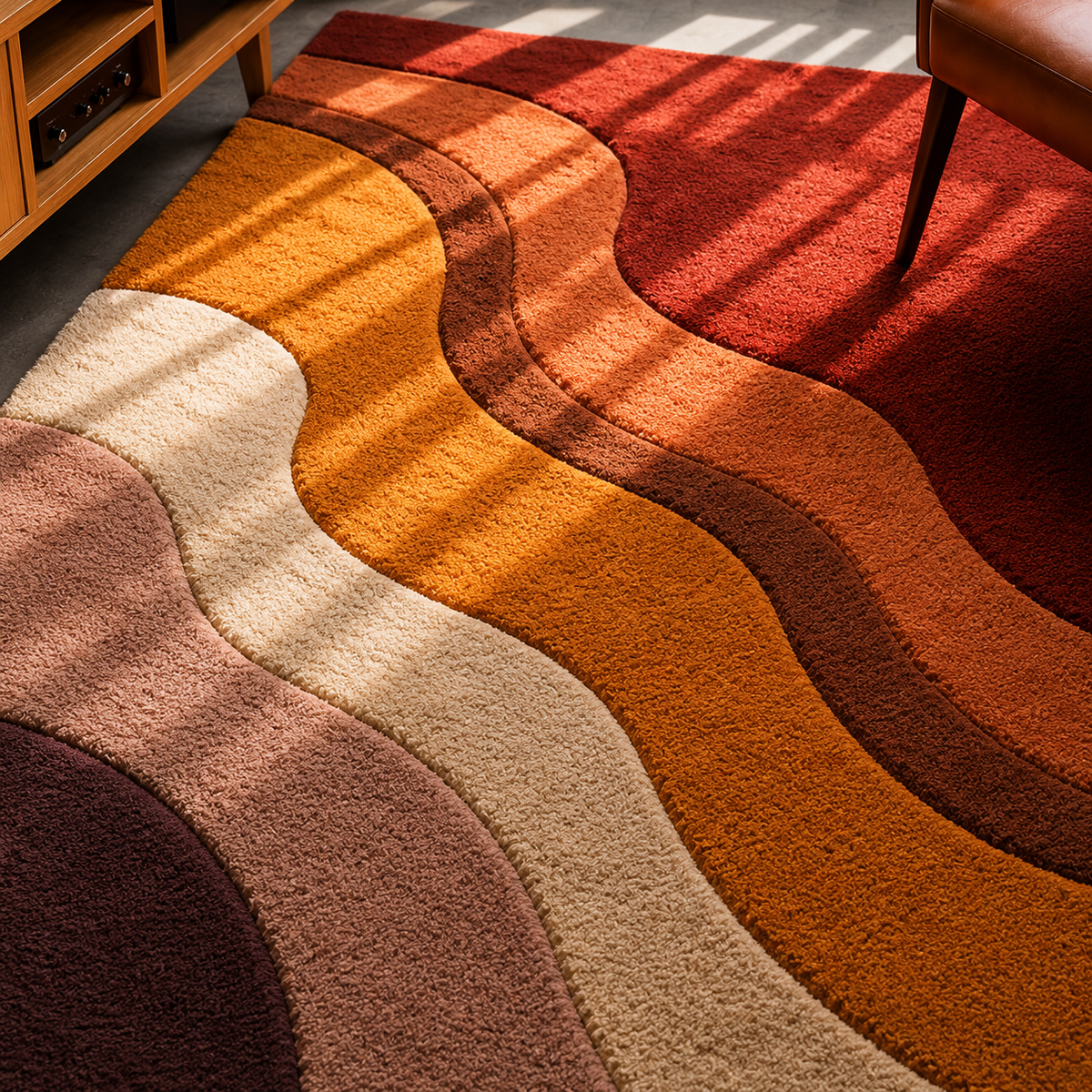 Sienna Wave Abstract Rug | Hand Tufted Wool Rug by Rug Cult