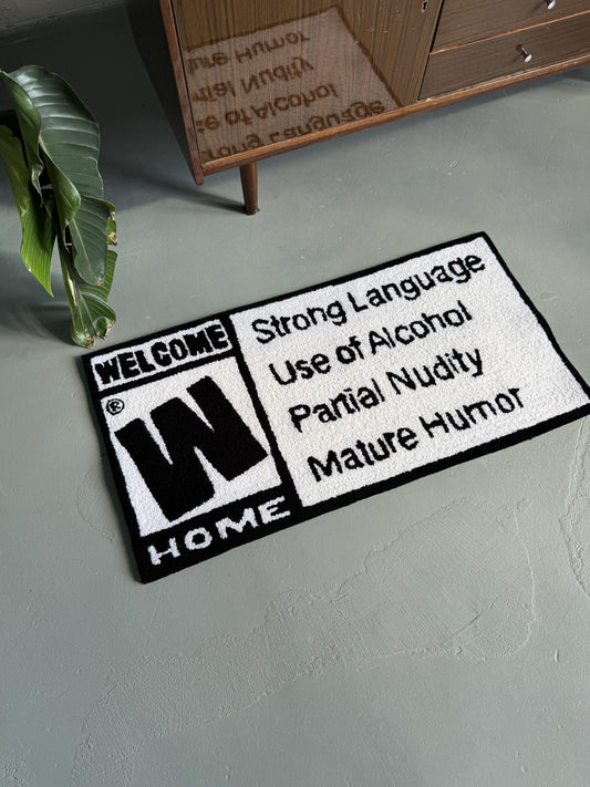 Welcome Home Warning Rug | Hand Tufted Wool Rug by Rug Cult