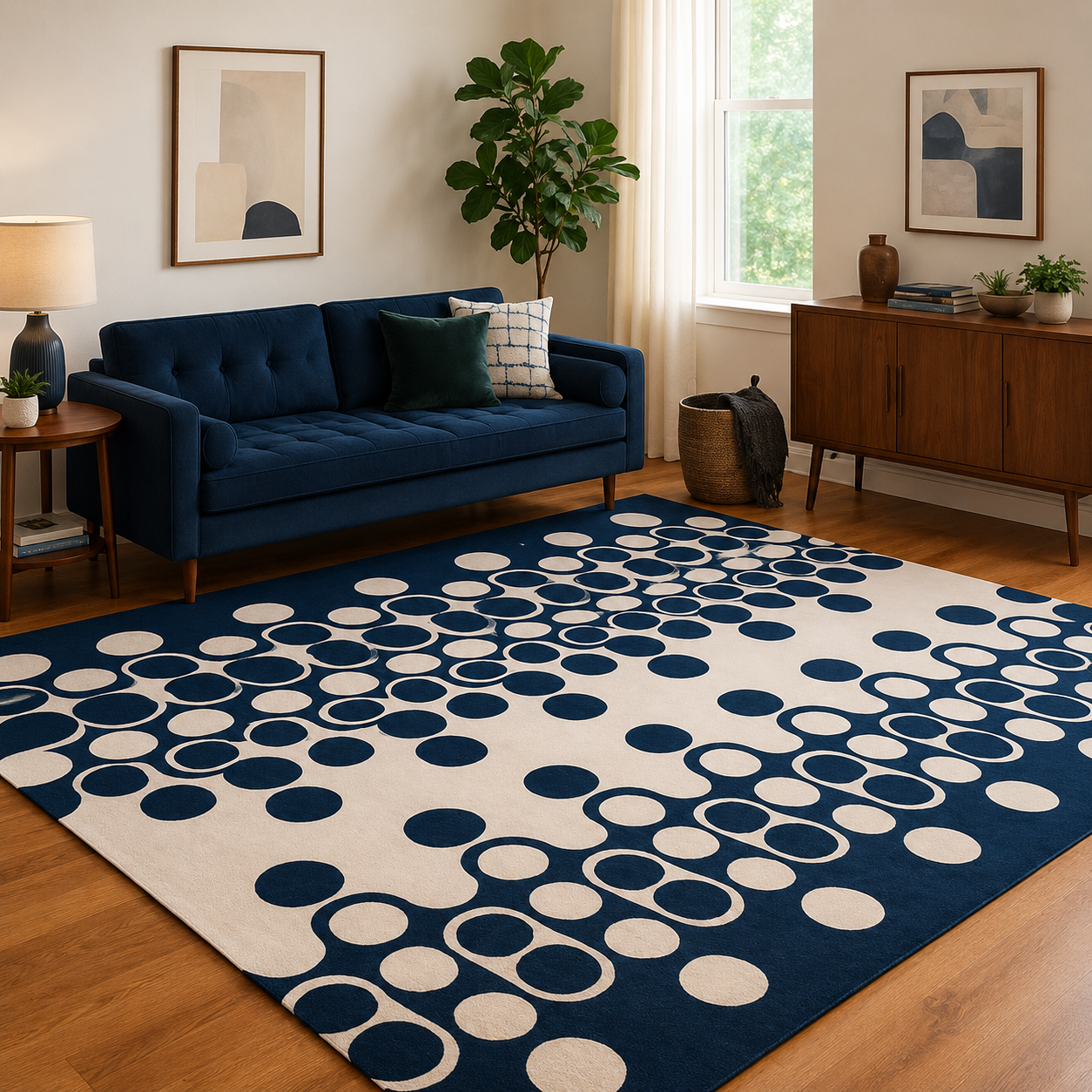 Indigo Bubble Flow Rug