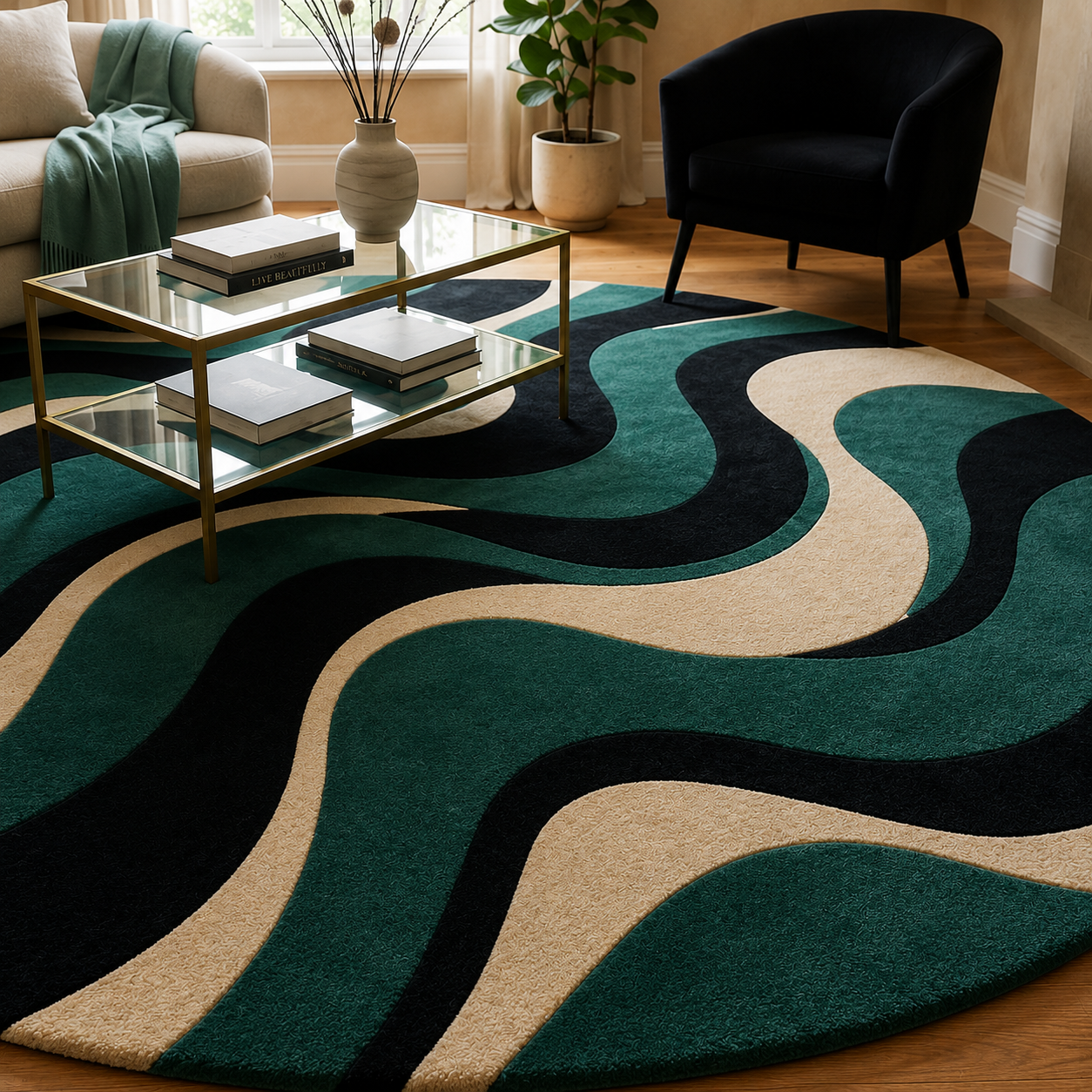 Aqua Tide Wave Rug