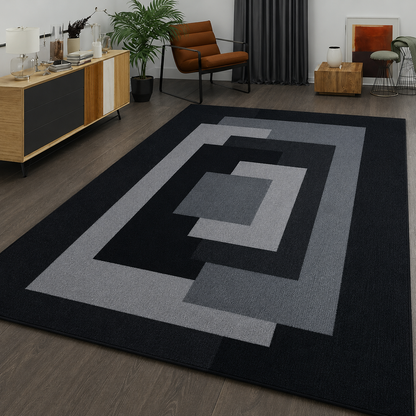 Graphite Matrix Geometric Rug