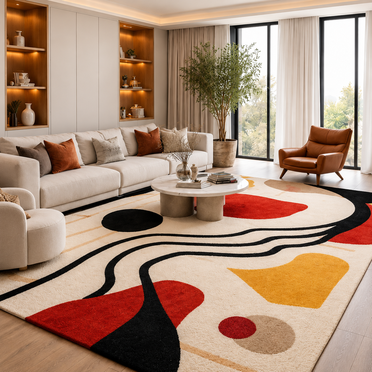 Crimson Flow Luxury Rug