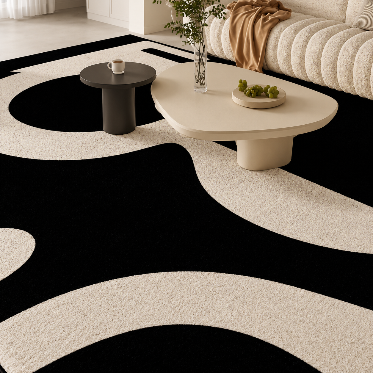 Noir Wave Abstract Rug