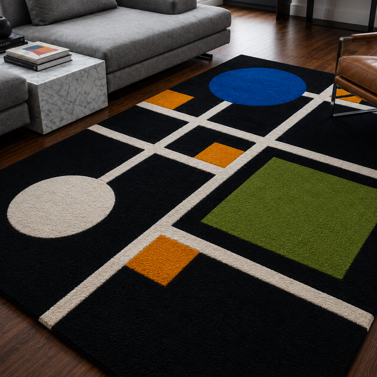 Mondrian Grid Abstract Rug