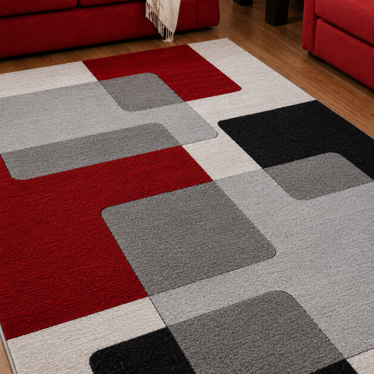 Ruby Metro Grid Rug