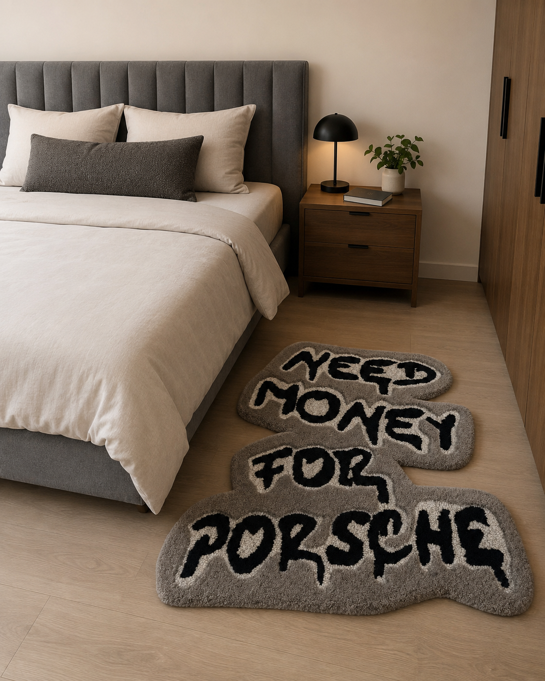 Money for Porsche Tufted Rug | Hand Tufted Wool Rug by Rug Cult
