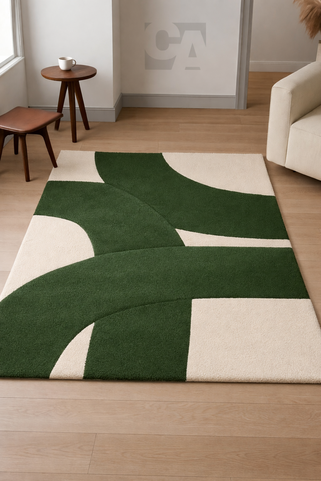 Emerald Curve Luxe Hand Tufted Rug