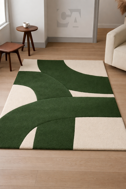 Emerald Curve Luxe Hand Tufted Rug