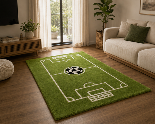 Football Field Rug | Hand Tufted Wool Rug by Rug Cult