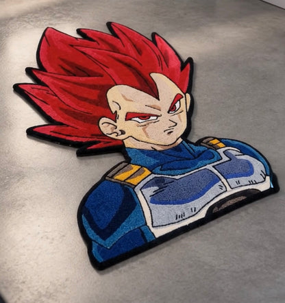 Red Flame Anime Warrior Rug | Hand Tufted Wool Rug by Rug Cult
