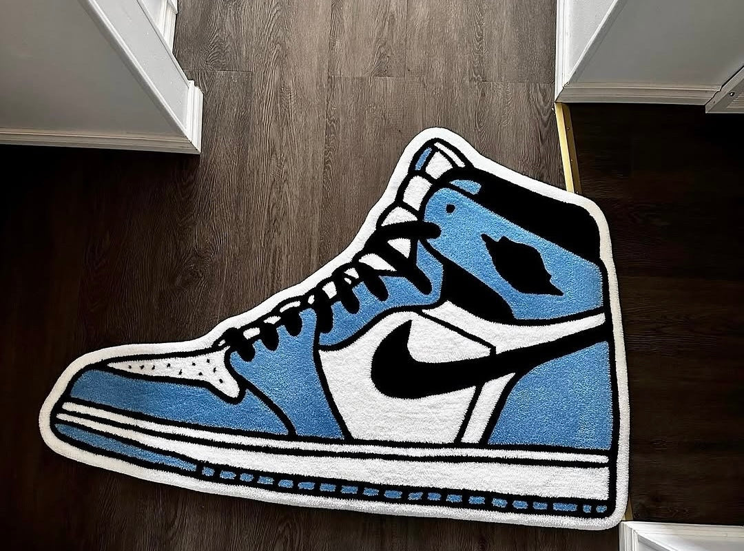 Blue Nike Jordan rug