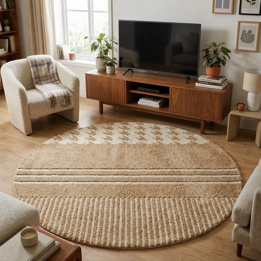 Ivory Dune Round Area Rug
