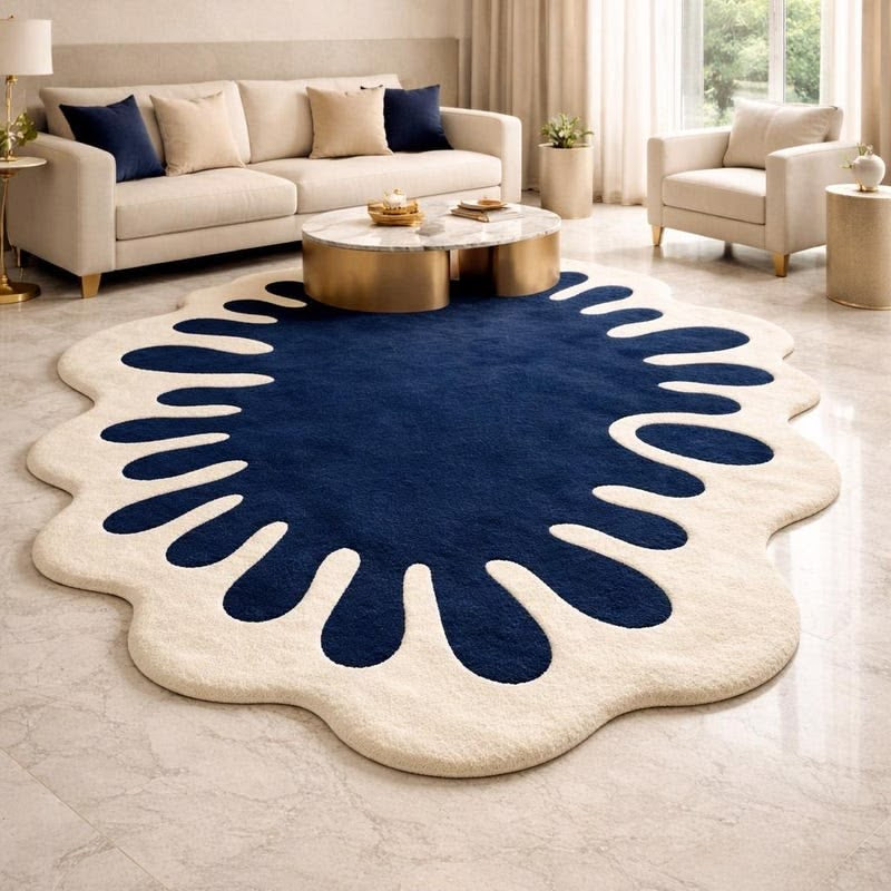Blue Bloom Hand Tufted Rug