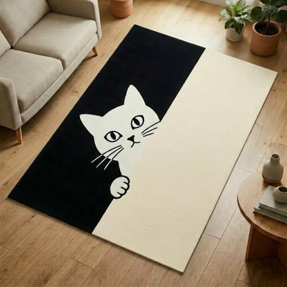 Peekaboo Cat Hand Tufted Rug