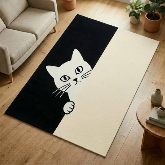 Peekaboo Cat Hand Tufted Rug