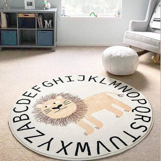 Lion Alphabet Round Rug