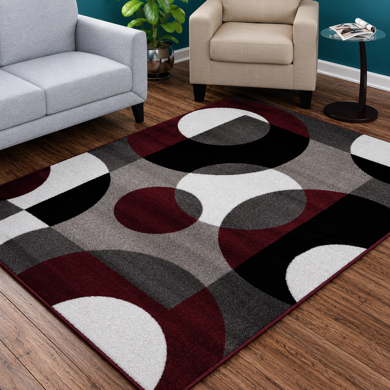 Merlot Orbit Abstract Rug