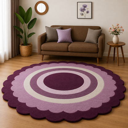 Amethyst Bloom Round Rug | Hand Tufted Wool Rug by Rug Cult