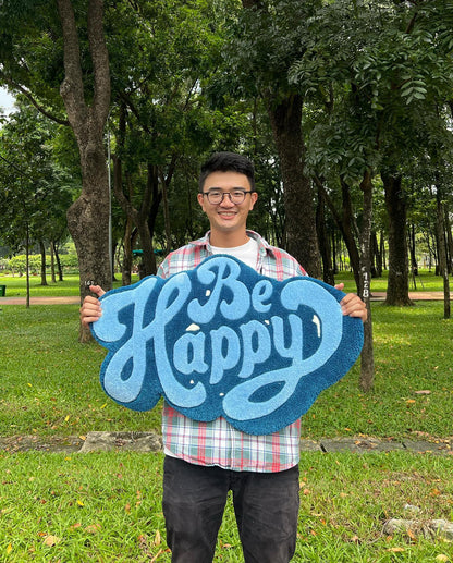 Be Happy Floor Rug | Hand Tufted Wool Rug by Rug Cult