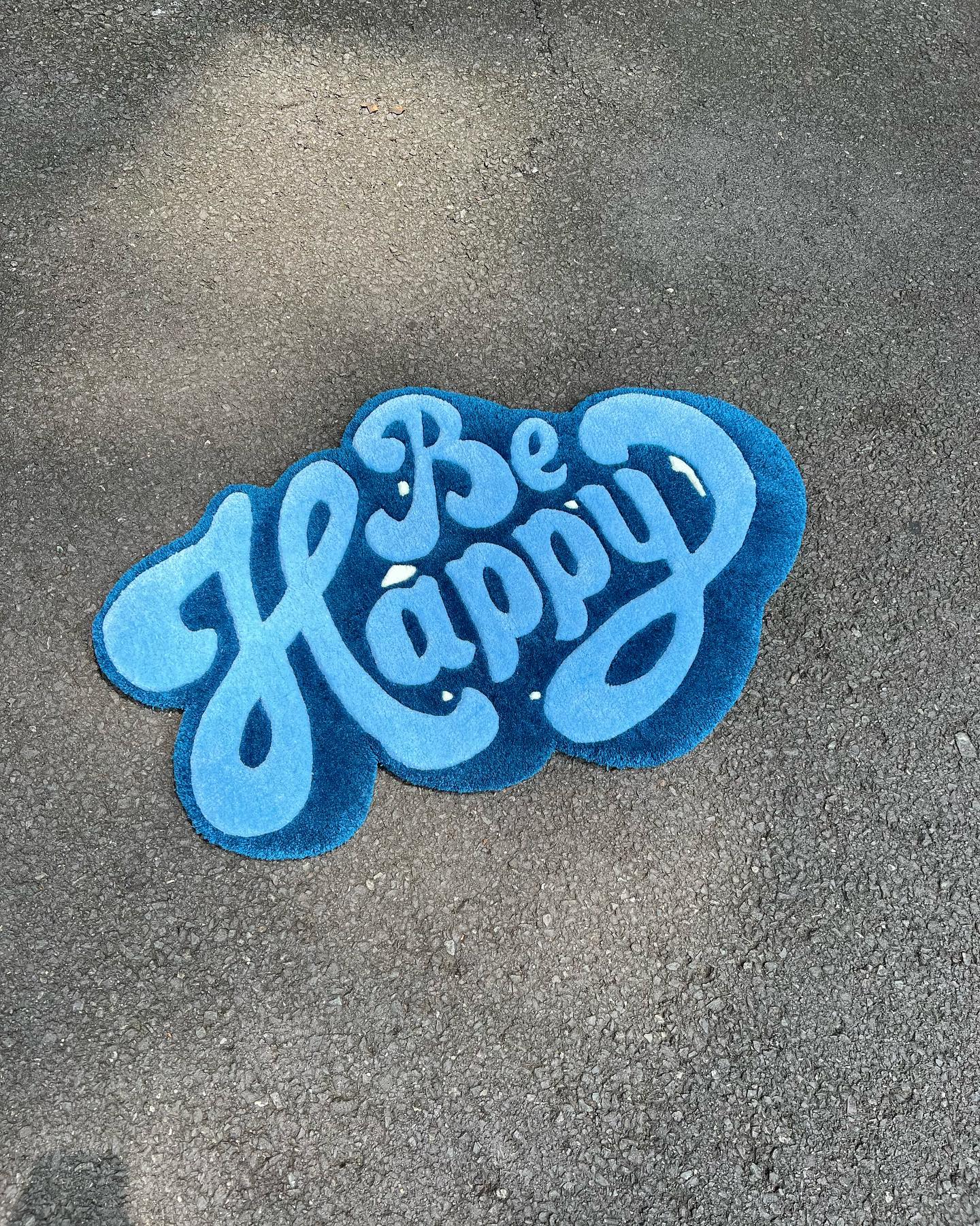 Be Happy Floor Rug | Hand Tufted Wool Rug by Rug Cult