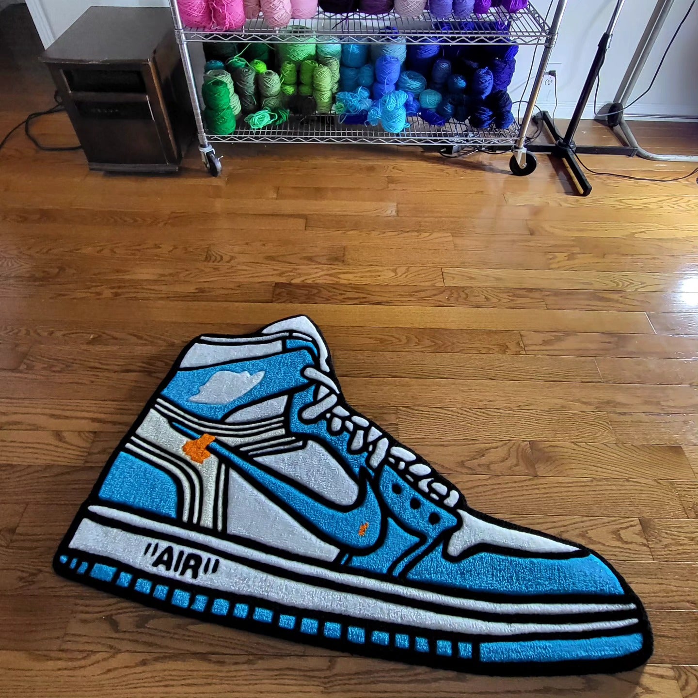 Blue Air Jordan Floor Rug | Hand Tufted Wool Rug by Rug Cult