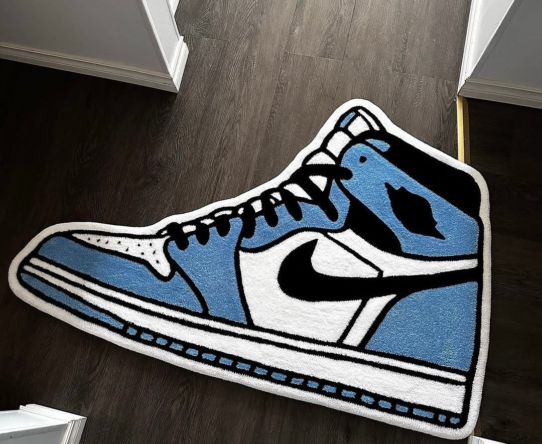 Blue Nike Jordan Rug | Hand Tufted Wool Rug by Rug Cult