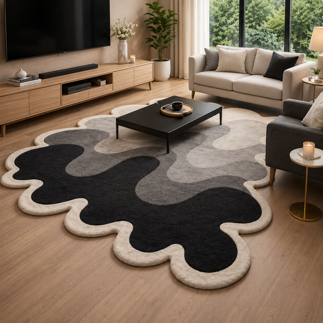 Graphite Wave Contour Rug