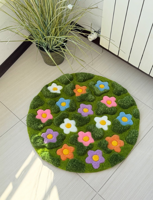 Flower Meadow Round Rug | Hand Tufted Wool Rug by Rug Cult
