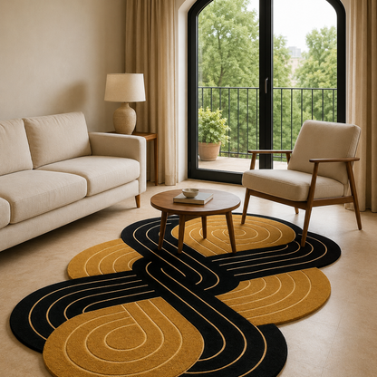 Golden Orbit Luxury Rug | Hand Tufted Wool Rug by Rug Cult
