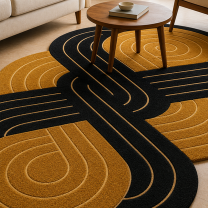 Golden Orbit Luxury Rug | Hand Tufted Wool Rug by Rug Cult