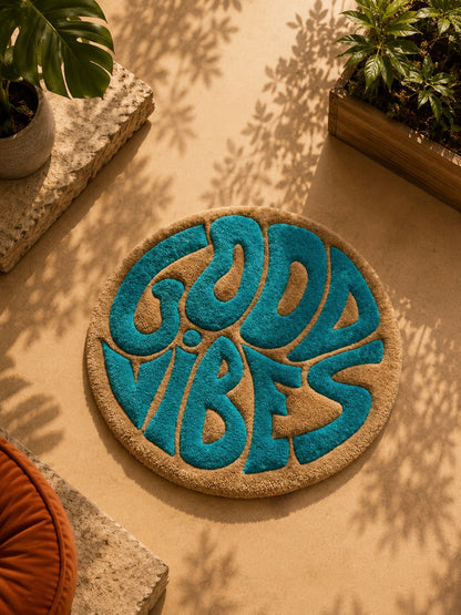 Good Vibes Round Tufted Rug | Hand Tufted Wool Rug by Rug Cult