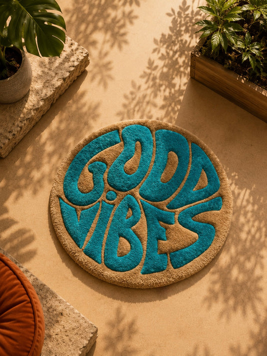 Good Vibes Round Tufted Rug | Hand Tufted Wool Rug by Rug Cult