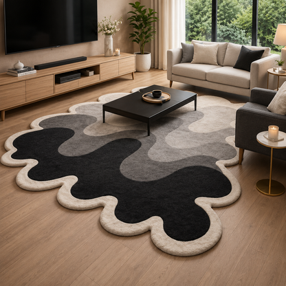 Graphite Wave Contour Rug | Hand Tufted Wool Rug by Rug Cult