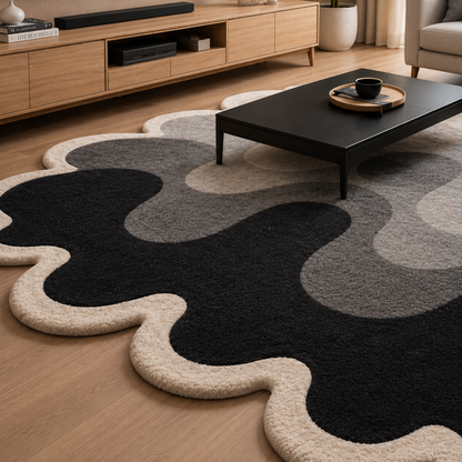 Graphite Wave Contour Rug | Hand Tufted Wool Rug by Rug Cult