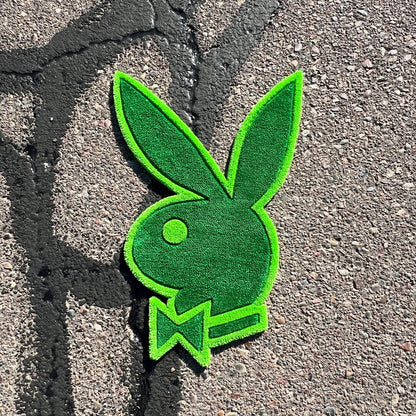 Green Bunny Floor Rug | Hand Tufted Wool Rug by Rug Cult