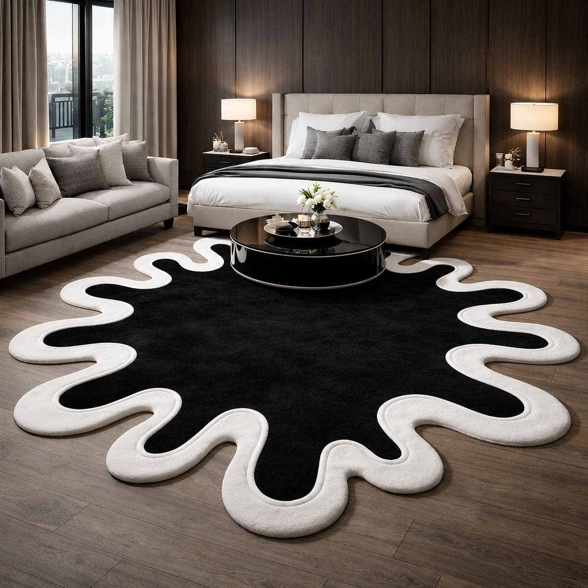Noir Petal Rug | Hand Tufted Wool Rug by Rug Cult