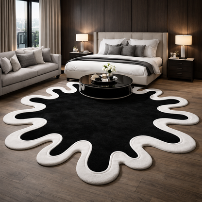 Noir Petal Rug | Hand Tufted Wool Rug by Rug Cult
