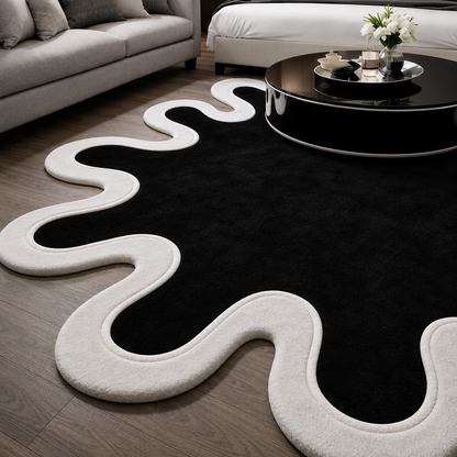 Noir Petal Rug | Hand Tufted Wool Rug by Rug Cult