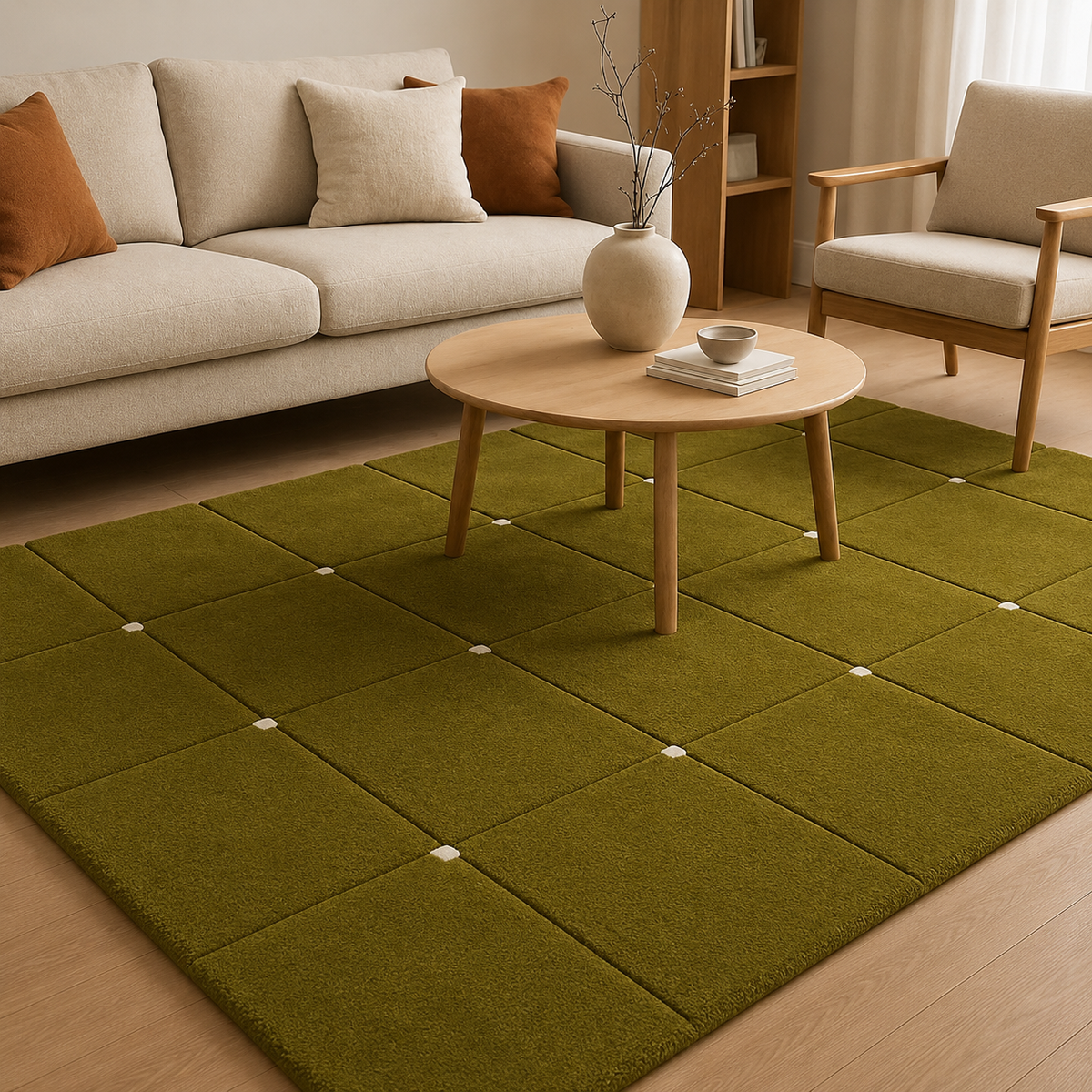 Olive Grid Rug | Hand Tufted Wool Rug by Rug Cult
