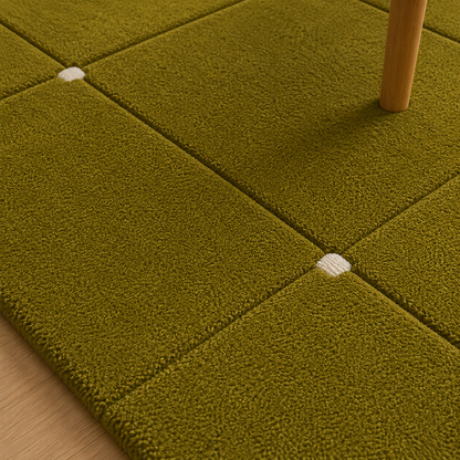 Olive Grid Rug | Hand Tufted Wool Rug by Rug Cult