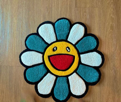 Pop Flower Smiley Rug | Hand Tufted Wool Rug by Rug Cult