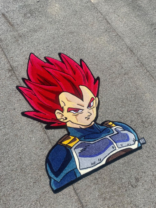 Red Flame Anime Warrior Rug | Hand Tufted Wool Rug by Rug Cult